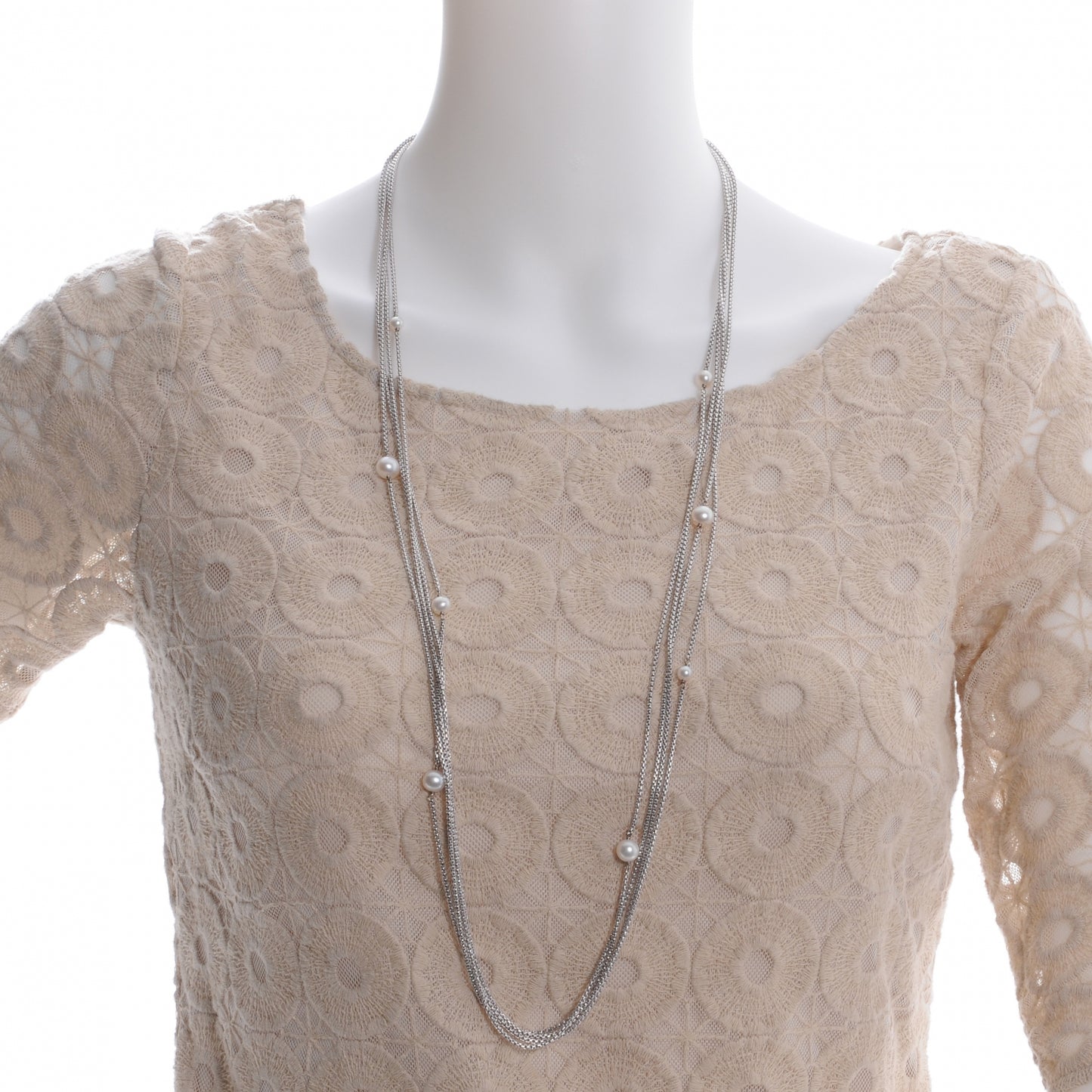 Sterling Silver Pearl Multi Chain Necklace 36in
