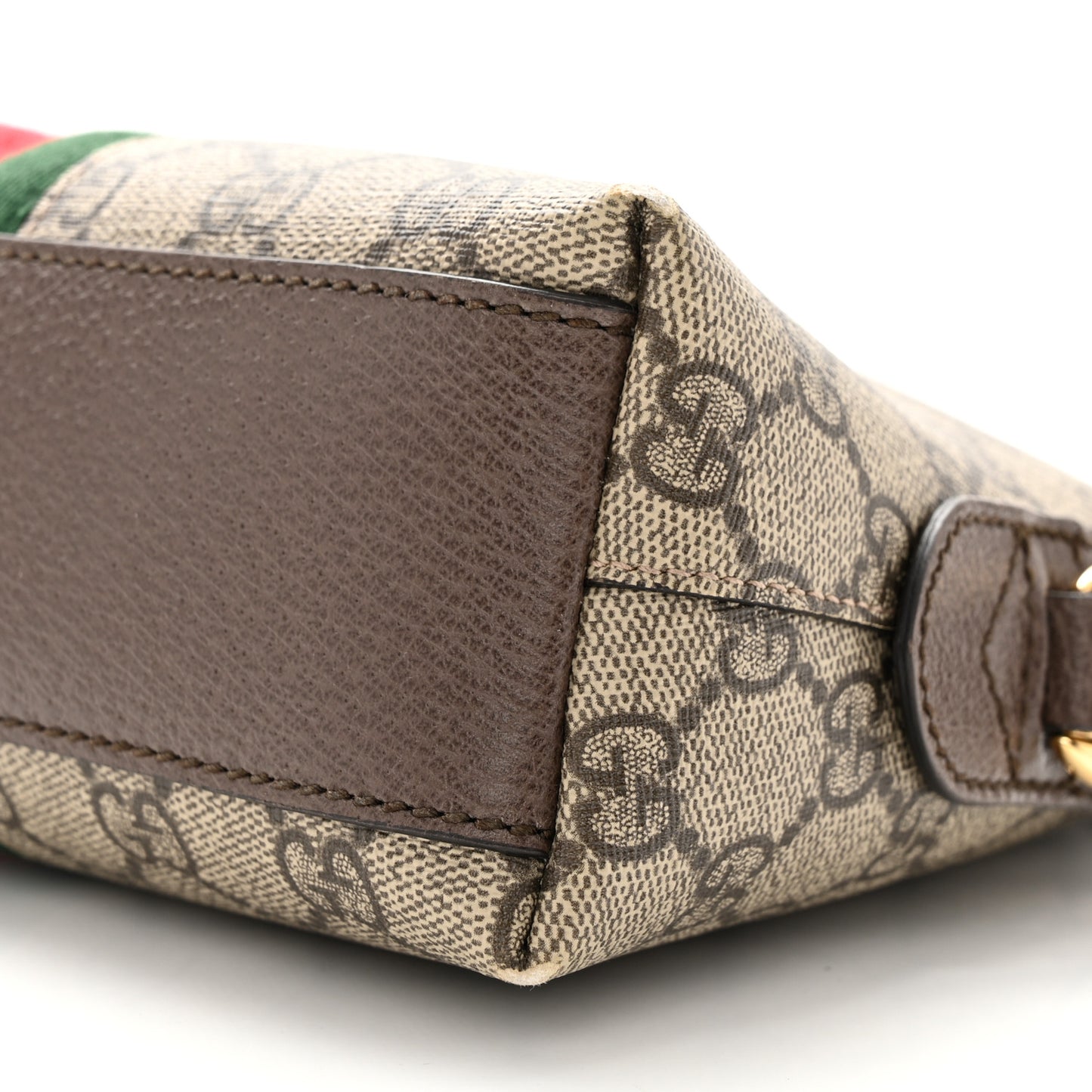 GG Supreme Monogram Textured Dollar Calfskin Web Small Ophidia Dome Shoulder Bag Beige Ebony New Acero