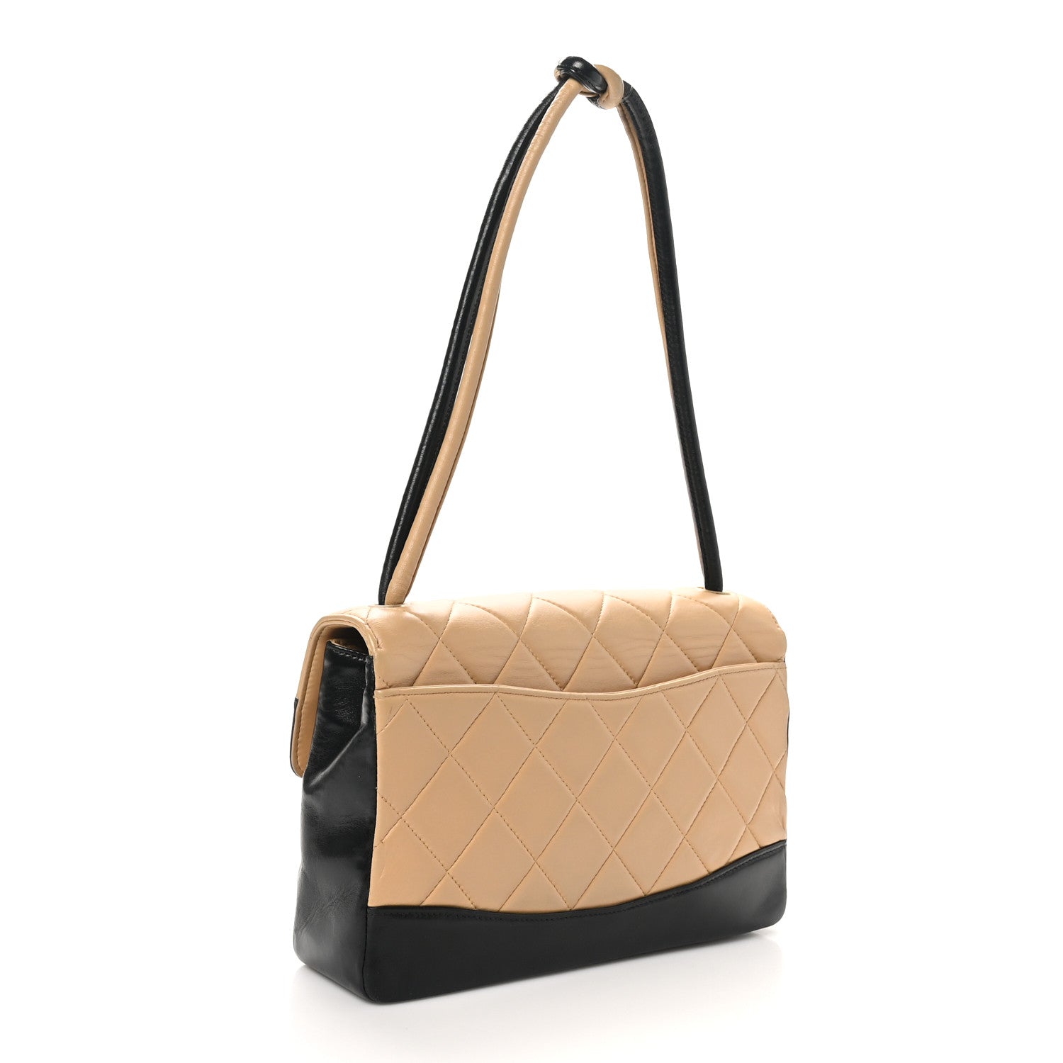 Chanel Lambskin Quilted Medium Single Flap Beige Black 3 of 10