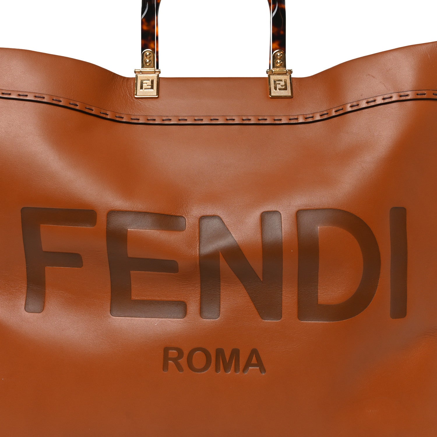 Fendi Vitello King Plexiglass Large Fendi Sunshine Shopper Tote Cuoio 7 of 9