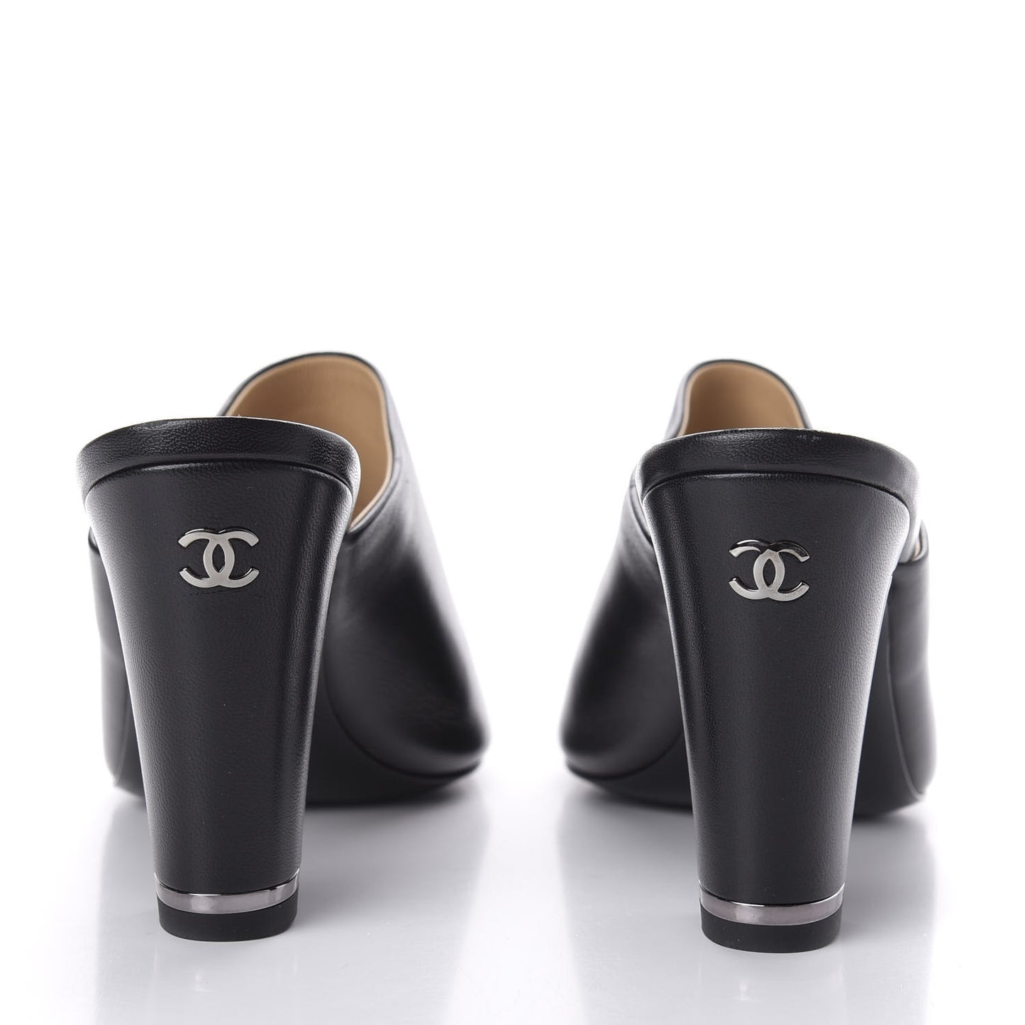 Lambskin Cap Toe Mules 38 Black
