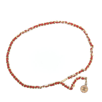 Chanel Lambskin Chain CC Medallion Belt Red Gold 1 of 3