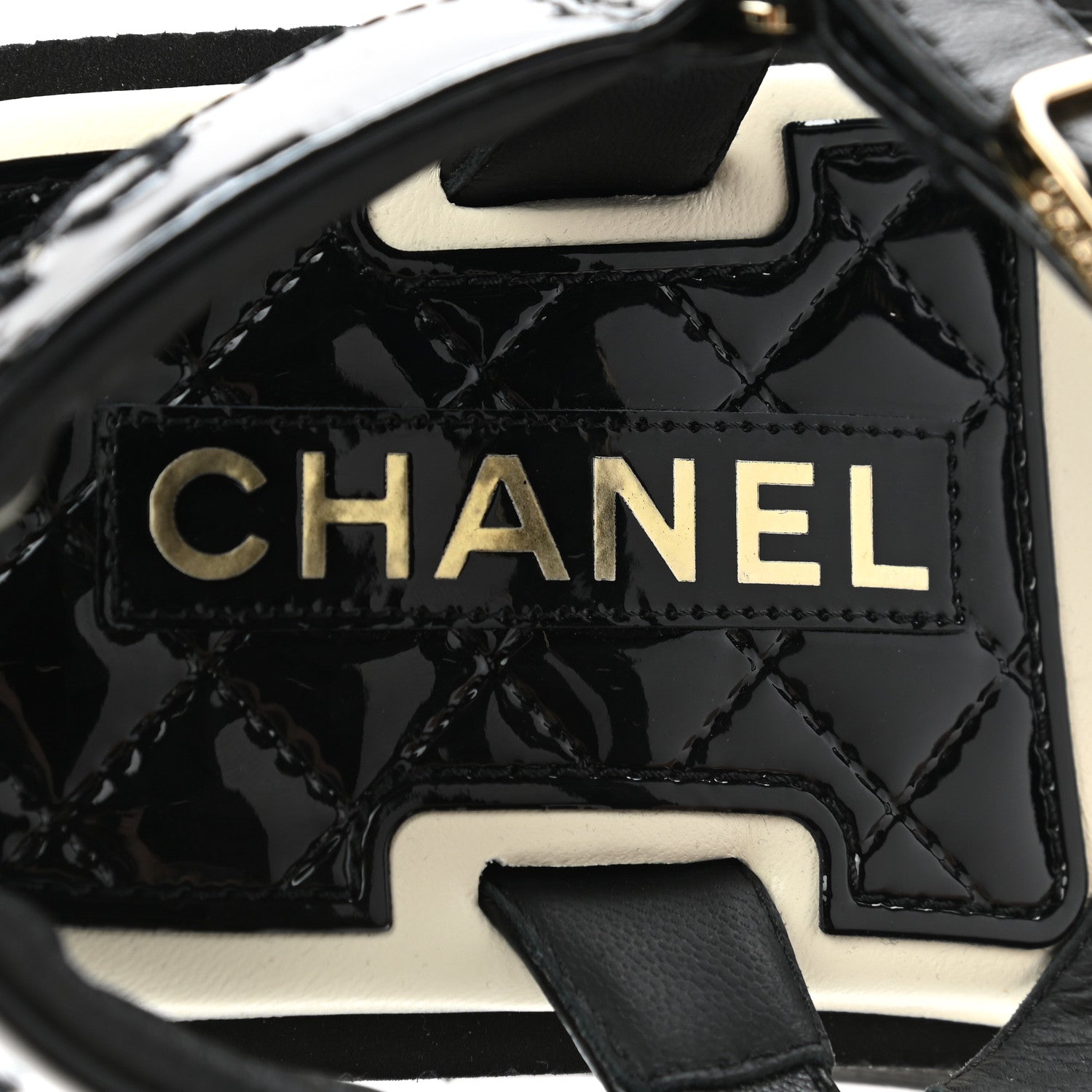 Chanel Lambskin Patent Logo Platform Sandals 36 Black 7 of 8