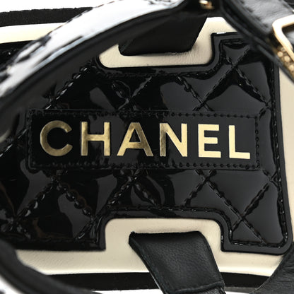 Chanel Lambskin Patent Logo Platform Sandals 36 Black 7 of 8