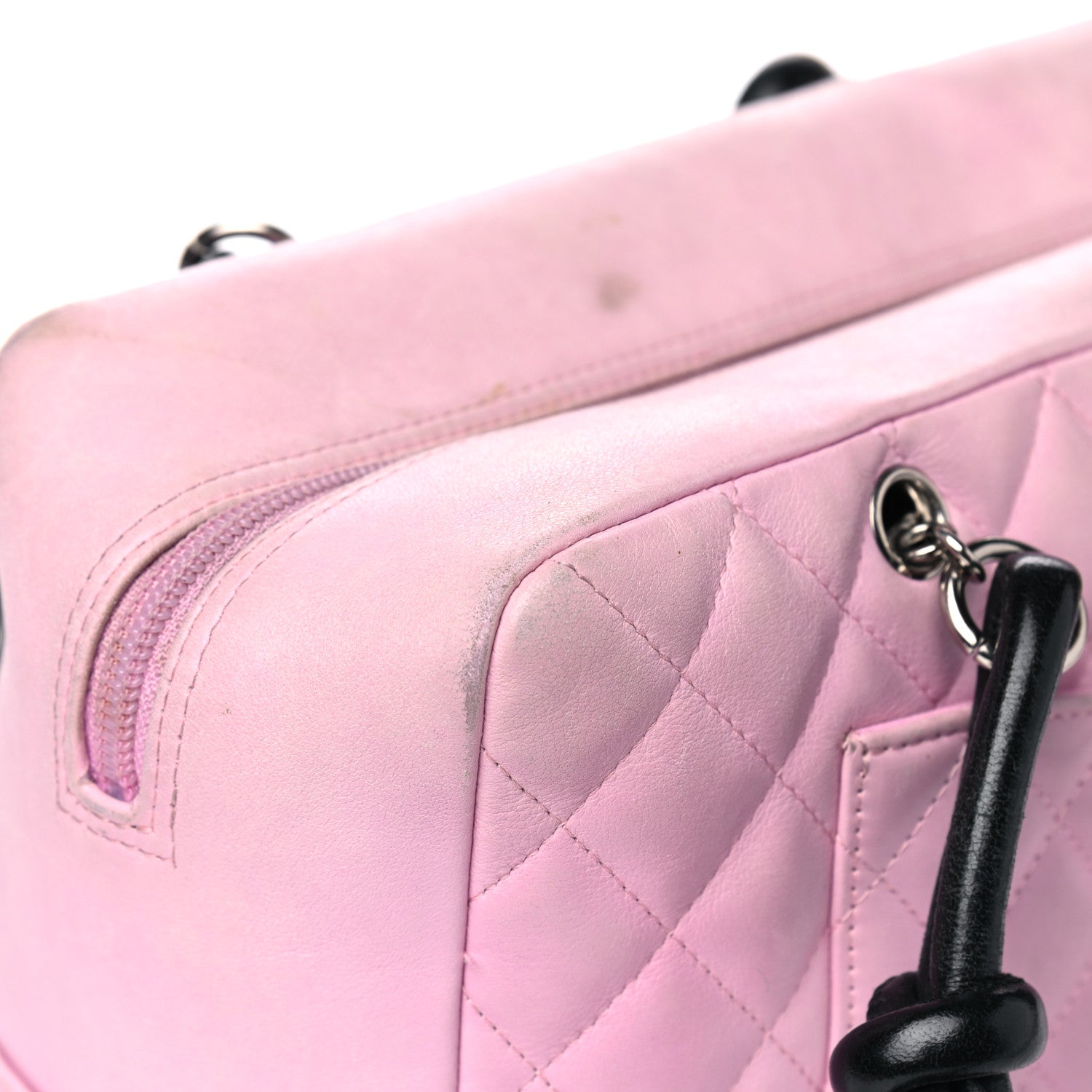 Chanel Calfskin Quilted Large Cambon Bowler Pink Black 11 of 17