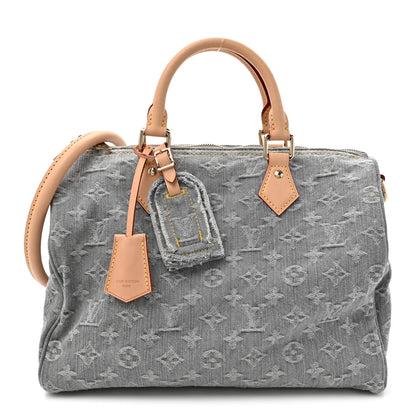 Louis Vuitton Monogram Denim Speedy Soft 30 Washed Gray 1 of 9