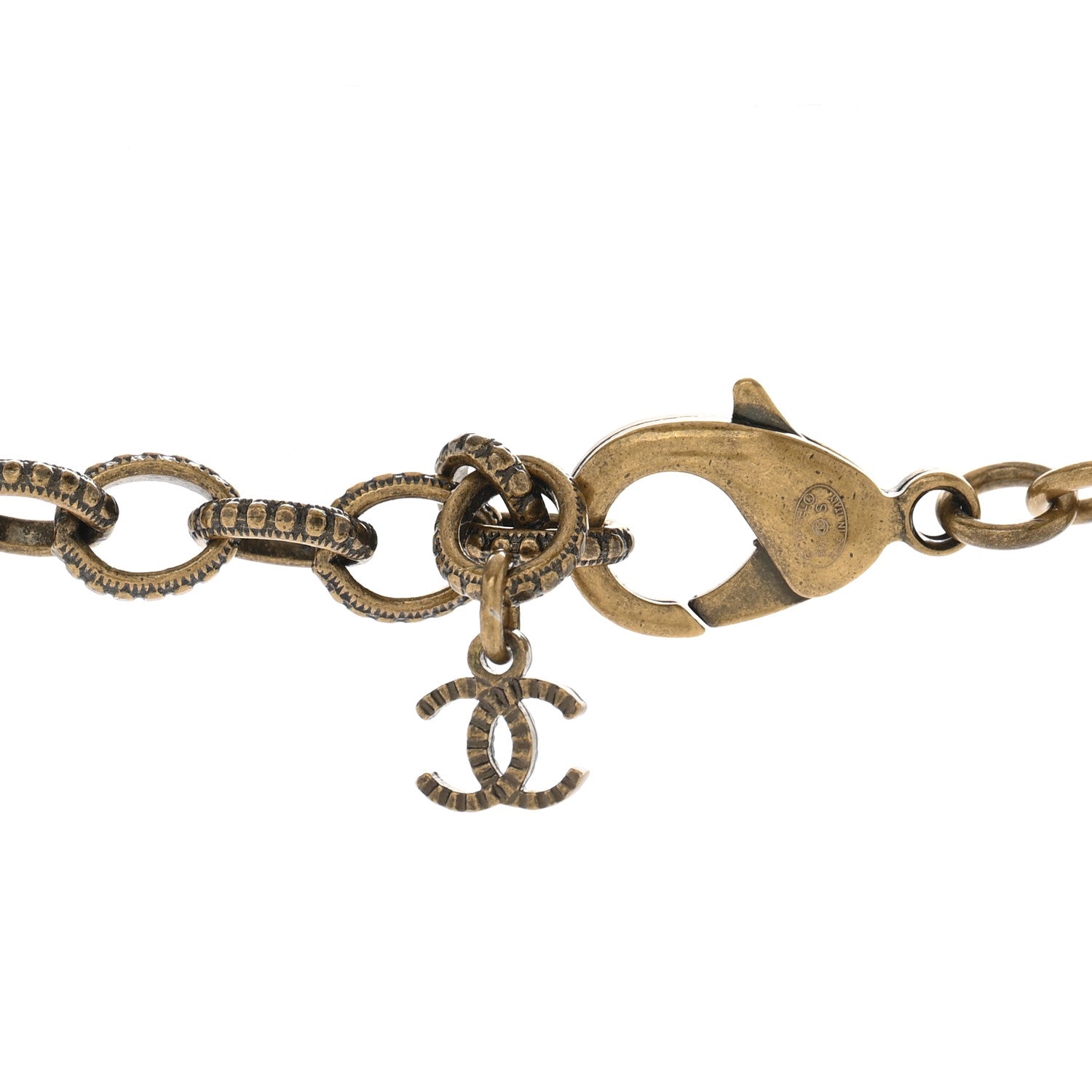 Chanel Crystal Chain Link CC Necklace Gold 5 of 6