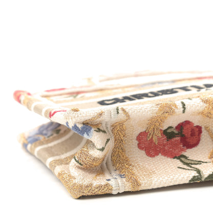 Christian Dior Canvas Embroidered Hibiscus Printed Mini Book Tote Beige Multicolor 6 of 9