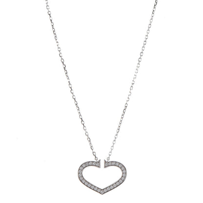 Cartier 18K White Gold Diamond Large Hearts and Symbols Pendant Necklace 1 of 8