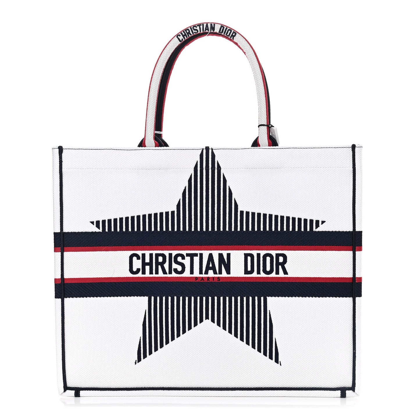 Canvas Embroidered Large Dioralps Book Tote White