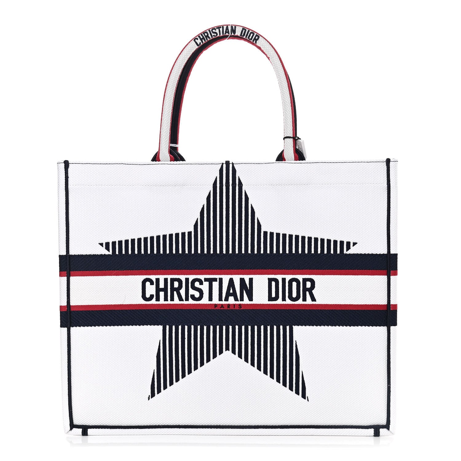 Christian Dior Canvas Embroidered Large Dioralps Book Tote White 1 of 10