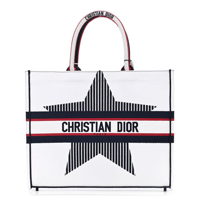 Christian Dior Canvas Embroidered Large Dioralps Book Tote White 1 of 10