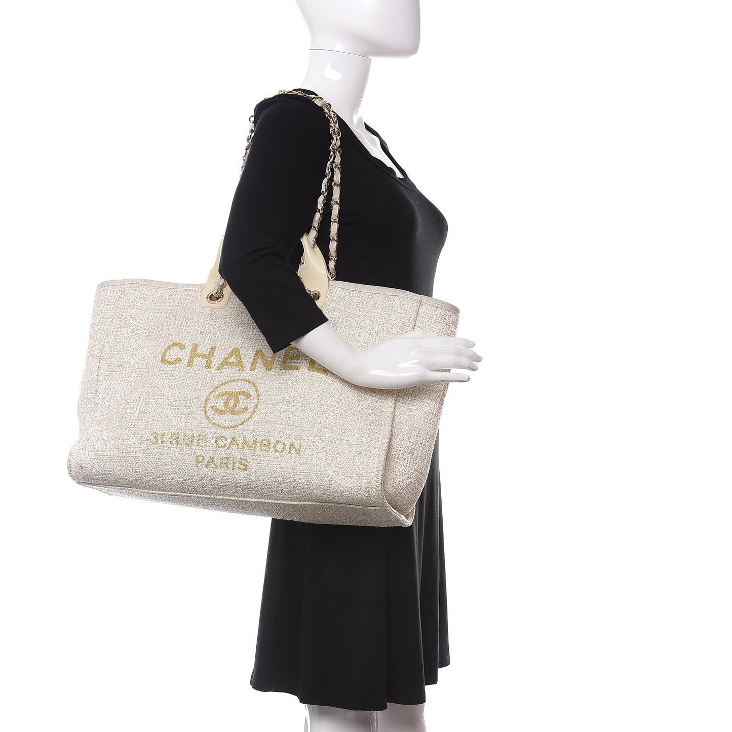 Canvas Large Deauville Tote Ivory