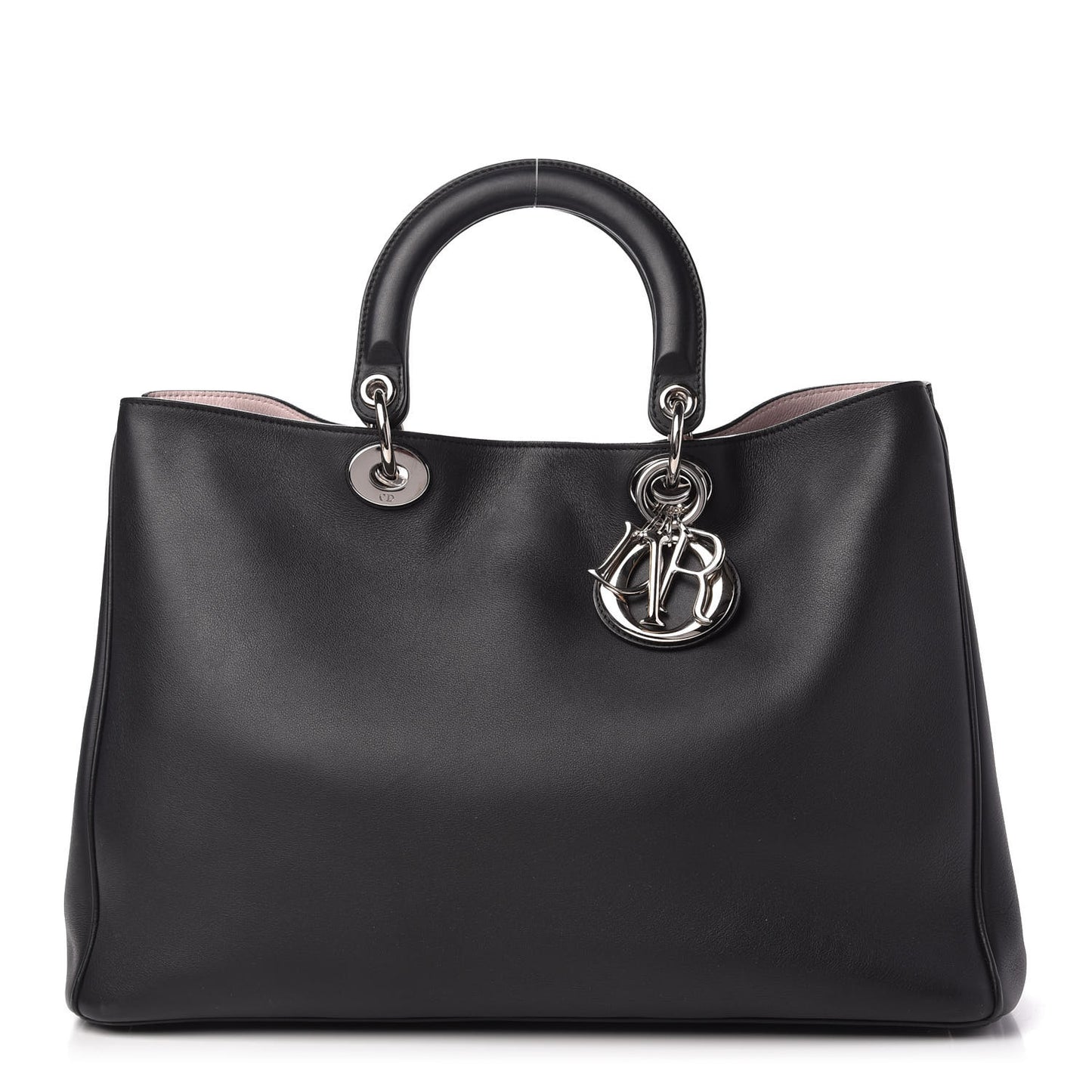 Smooth Calfskin Large Diorissimo Tote Black Rose Poudre