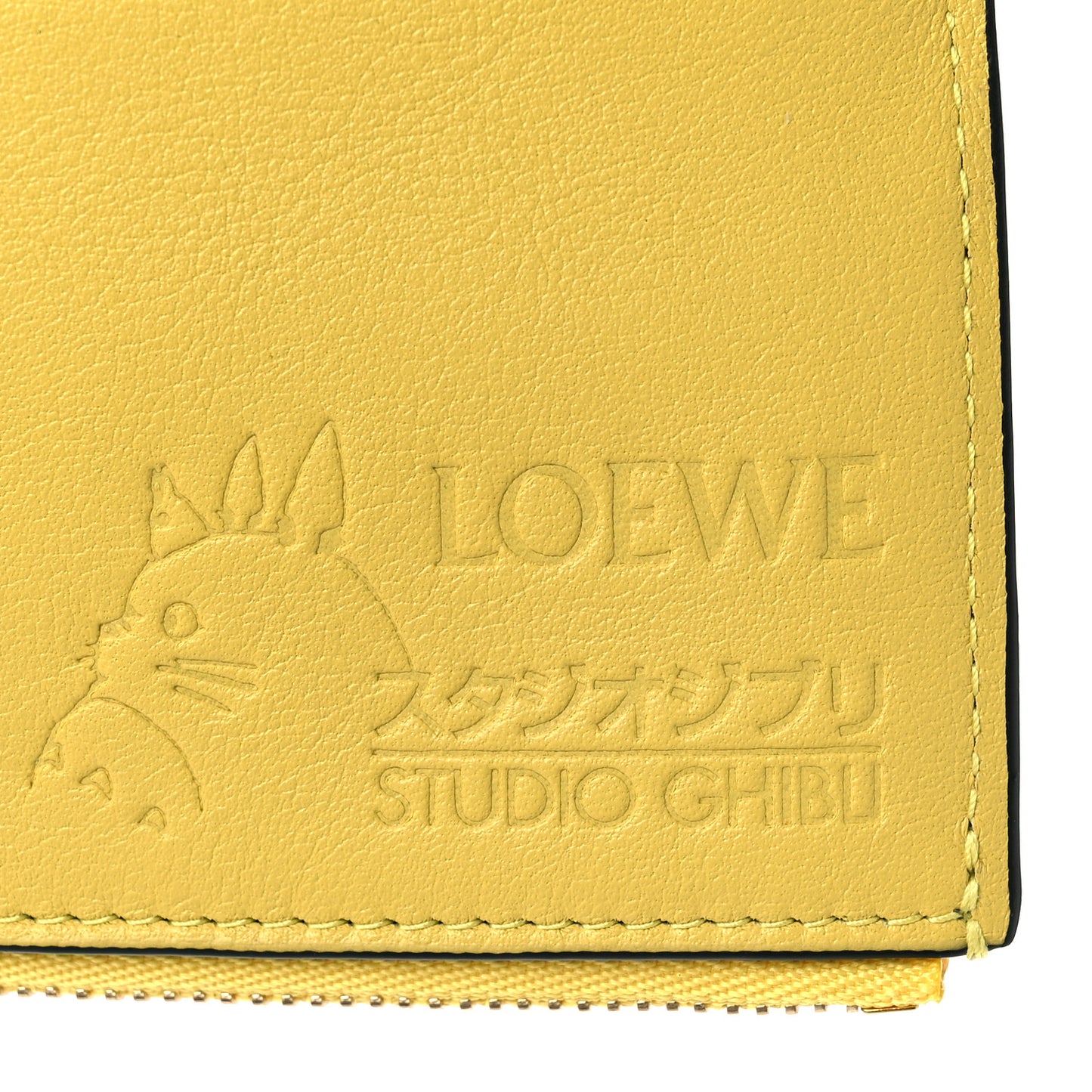 X SPIRITED AWAY Calfskin Otori-Sama Small Vertical Wallet Soft White Lemon Zest