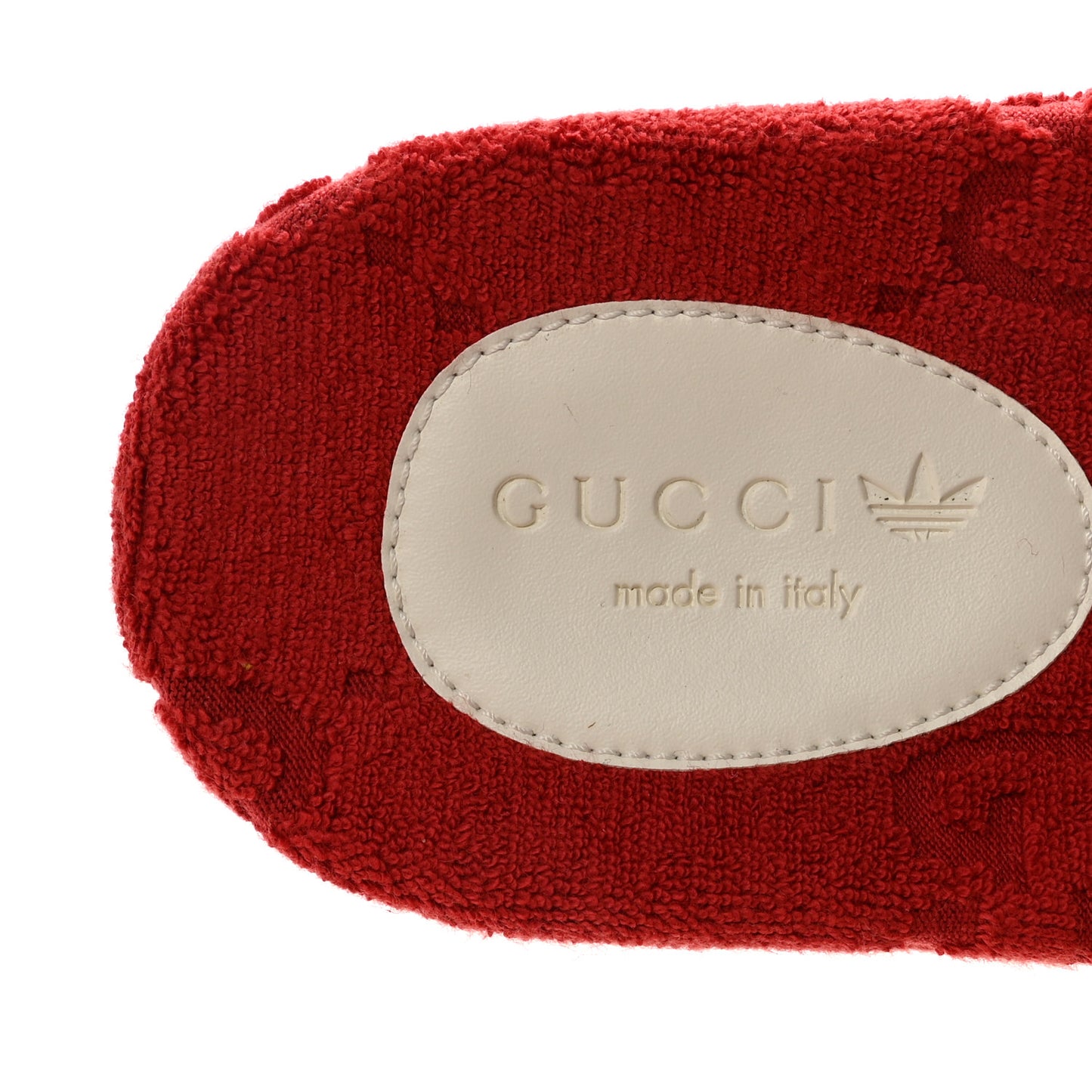 X ADIDAS Terry Cloth GG Monogram Womens Platform Sandals 37 Maple Red Off White