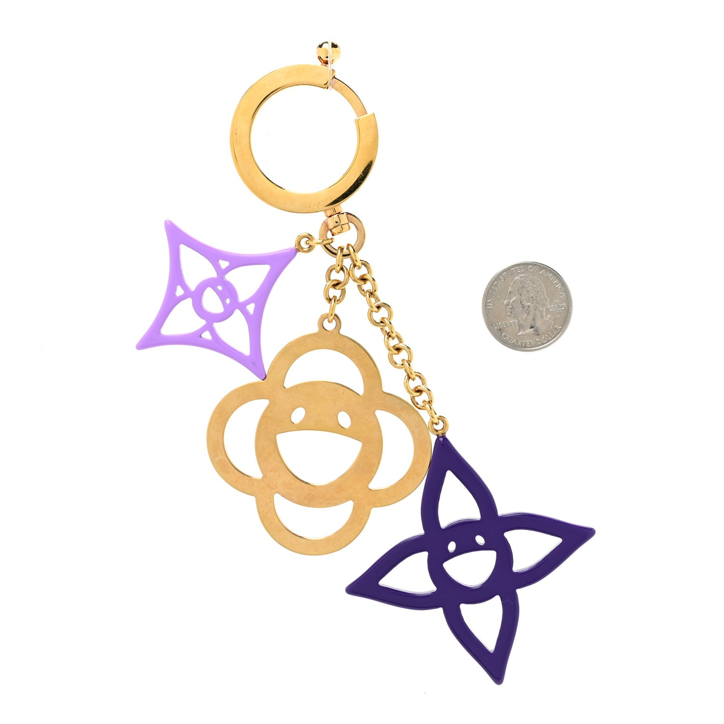 Brass Enamel Cosmic Blossom Bag Charm Violet