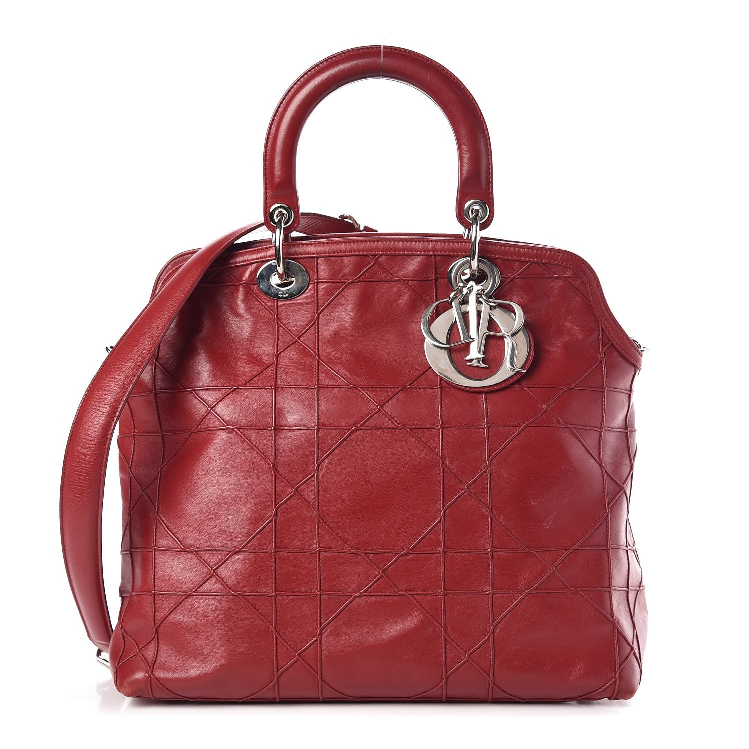 Christian Dior Lambskin Cannage Medium Granville Tote Red 1 of 22