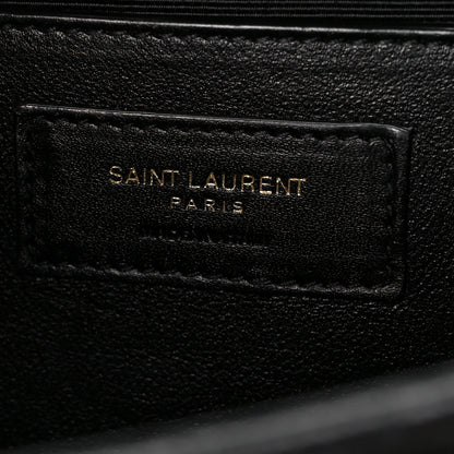 Saint Laurent Grain De Poudre Textured Mixed Matelasse Triquilt Medium Monogram Satchel Black 7 of 12