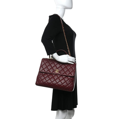 Chanel Lambskin Quilted Large Trendy CC Dual Handle Flap Bag Burgundy 2 of 14