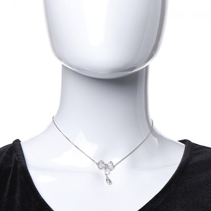 Christian Dior Crystal Bow Drop Necklace Silver 2 of 6