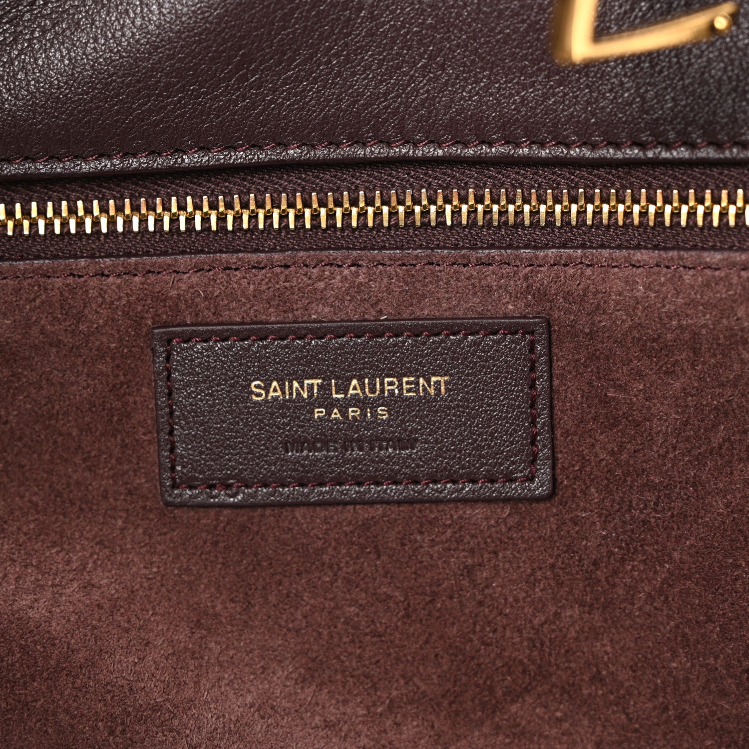 Saint Laurent Grained Deerskin Bea Tote Dark Currant 6 of 10