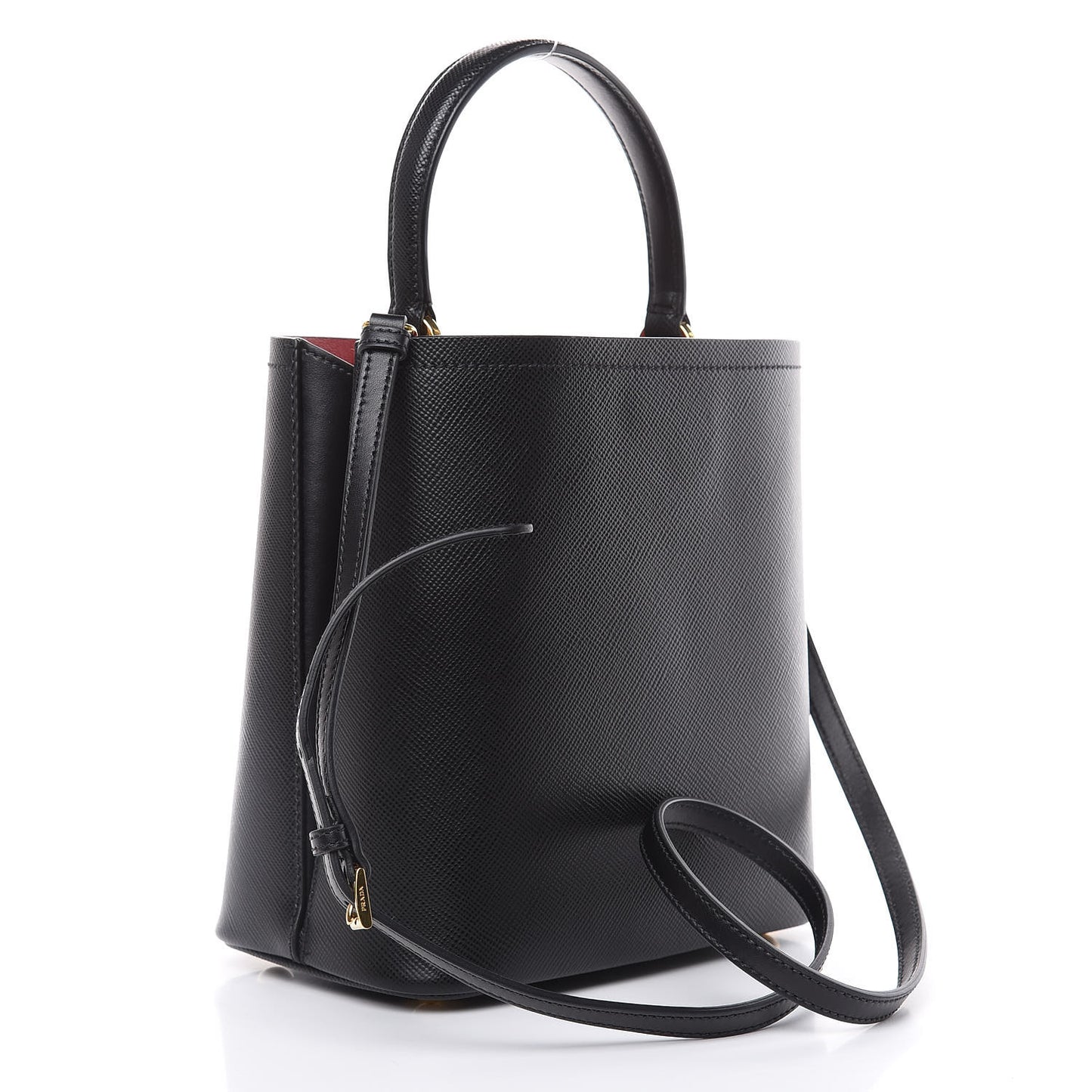 Saffiano Cuir Medium Panier Bucket Bag Black Fuoco