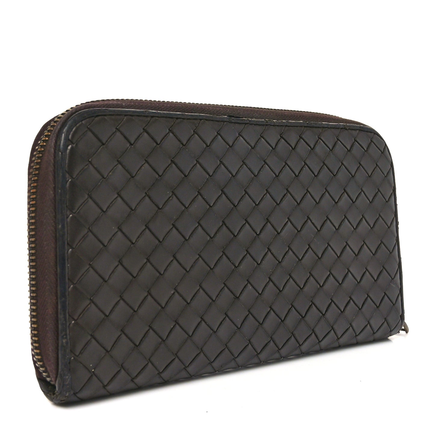Nappa Intrecciato Zip Around Wallet Brown