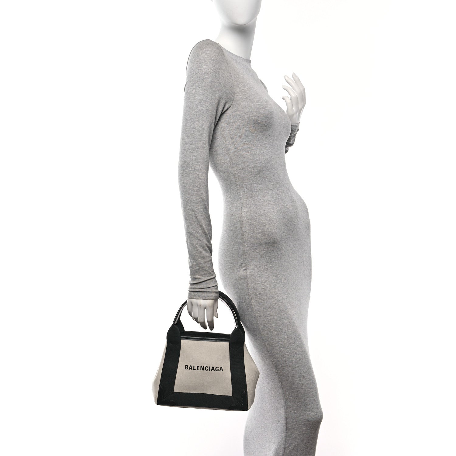 Balenciaga Cotton Canvas Satin Calfskin XS  White Black 2 of 12