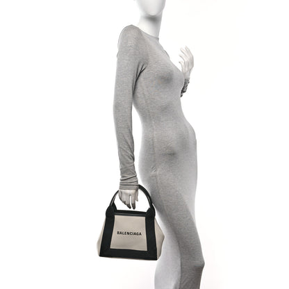 Balenciaga Cotton Canvas Satin Calfskin XS  White Black 2 of 12