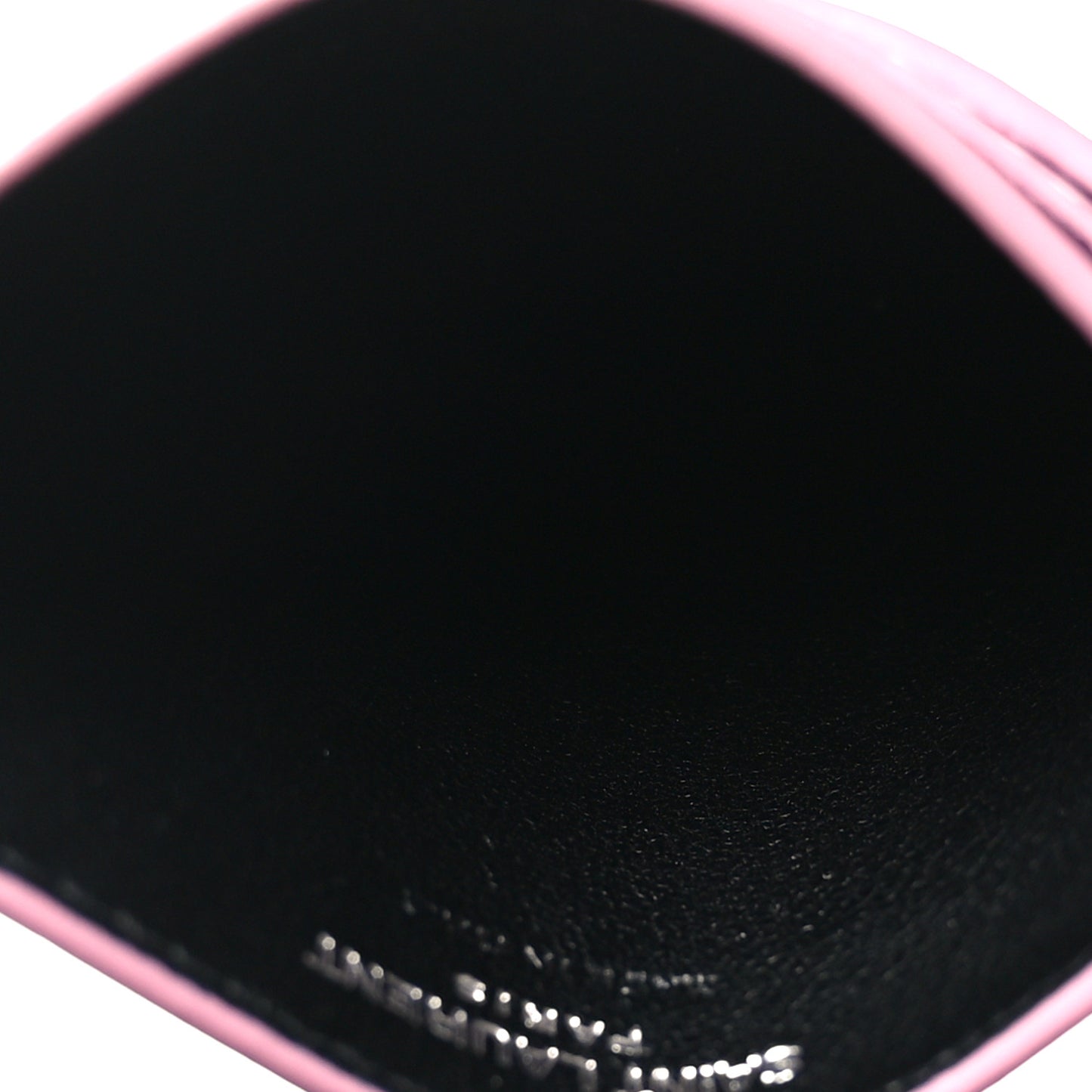 Metallic Calfskin Monogram Credit Card Case Pink