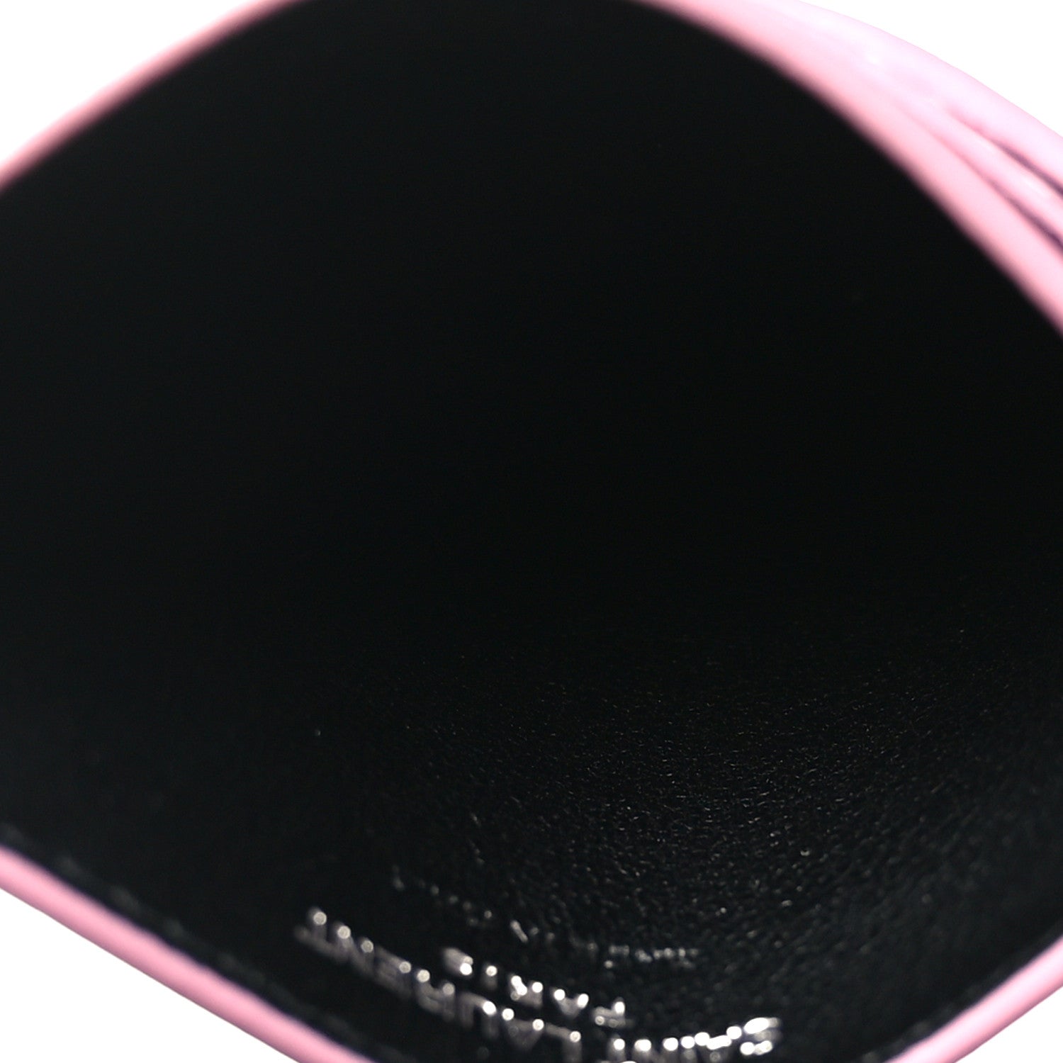 Saint Laurent Metallic Calfskin Monogram Credit Card Case Pink 5 of 8