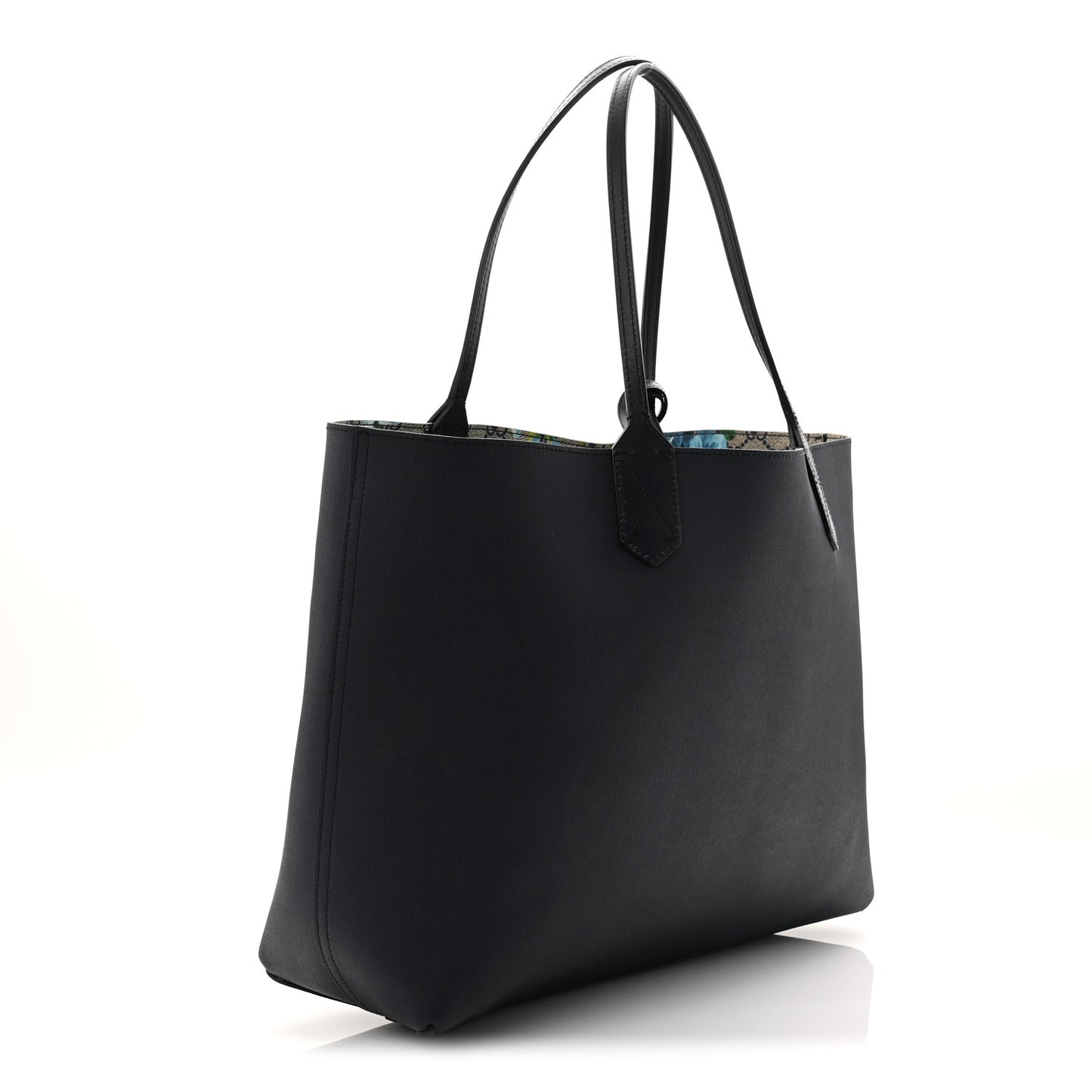 GG Supreme Monogram Blooms Medium Reversible Tote Beige Blue Navy