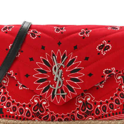 Saint Laurent Cotton Bandana Y Quilted Monogram Toy Loulou Crossbody Bag Red 9 of 11