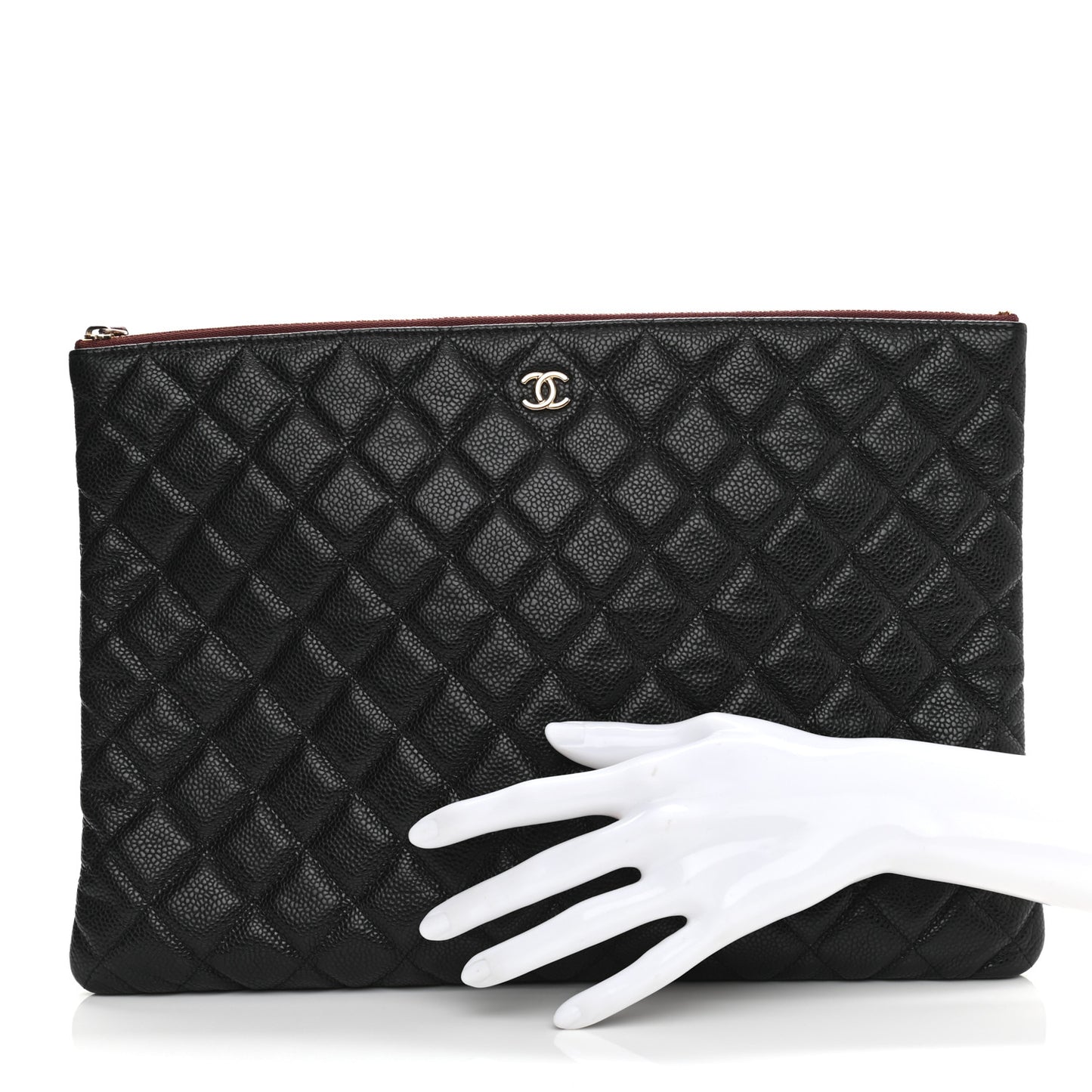 Caviar Quilted Large Cosmetic Case Black