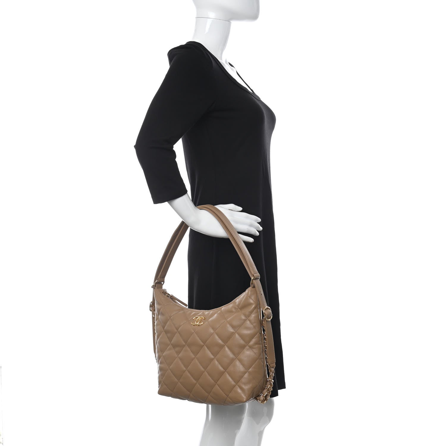 Chanel Lambskin Quilted Hobo Beige 2 of 11