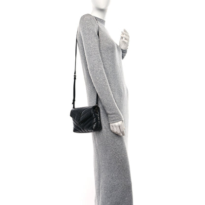 Saint Laurent Calfskin Y Quilted Monogram Monochrome Toy Loulou Crossbody Bag Black 2 of 11
