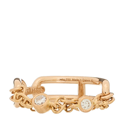 Hermes 18K Rose Gold Diamond PM Chaine d'Ancre Chaos Ring 52 6 1 of 6