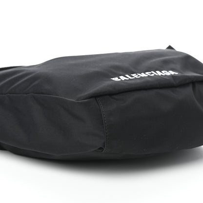 Balenciaga Recycled Sport Nylon Logo Embroidered Large Wheel Sling Bag Black White 8 of 9