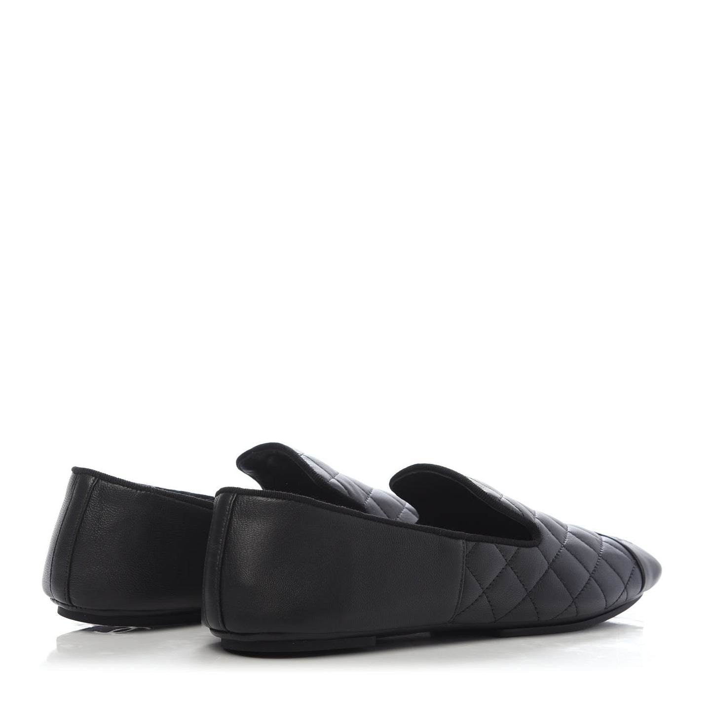 Lambskin Quilted Cap Toe Slipper With Pouch 39 Black