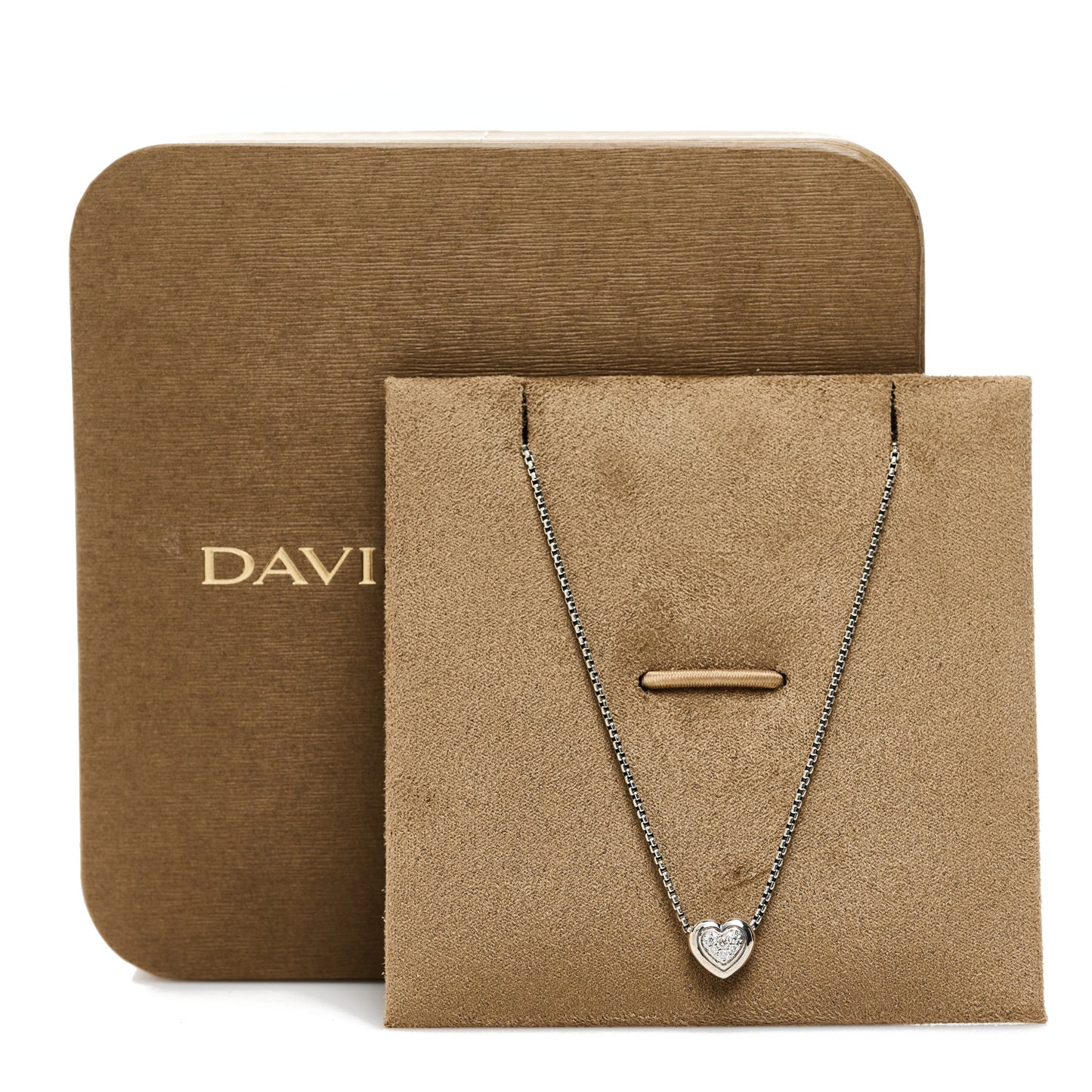Sterling Silver Diamond Petite Pave Heart Necklace