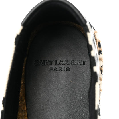 Saint Laurent Canvas Leopard Print Espadrilles 37.5 Latte Black 7 of 9