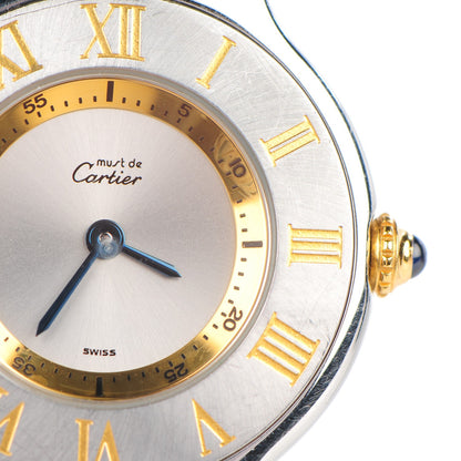 Cartier Stainless Steel 18K Yellow Gold 28mm Must De 21 Bullet Link Quartz Watch 8 of 11