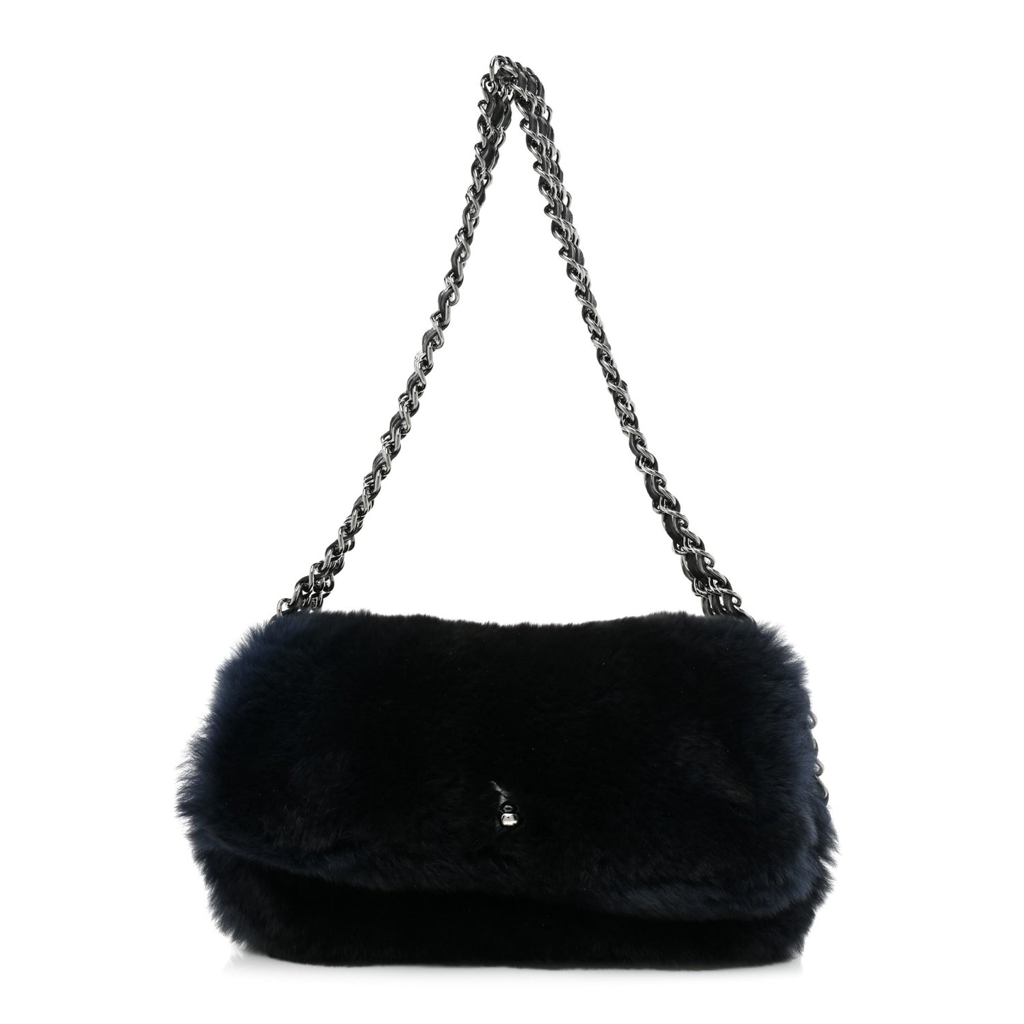 Rabbit Fur Chain Flap Navy