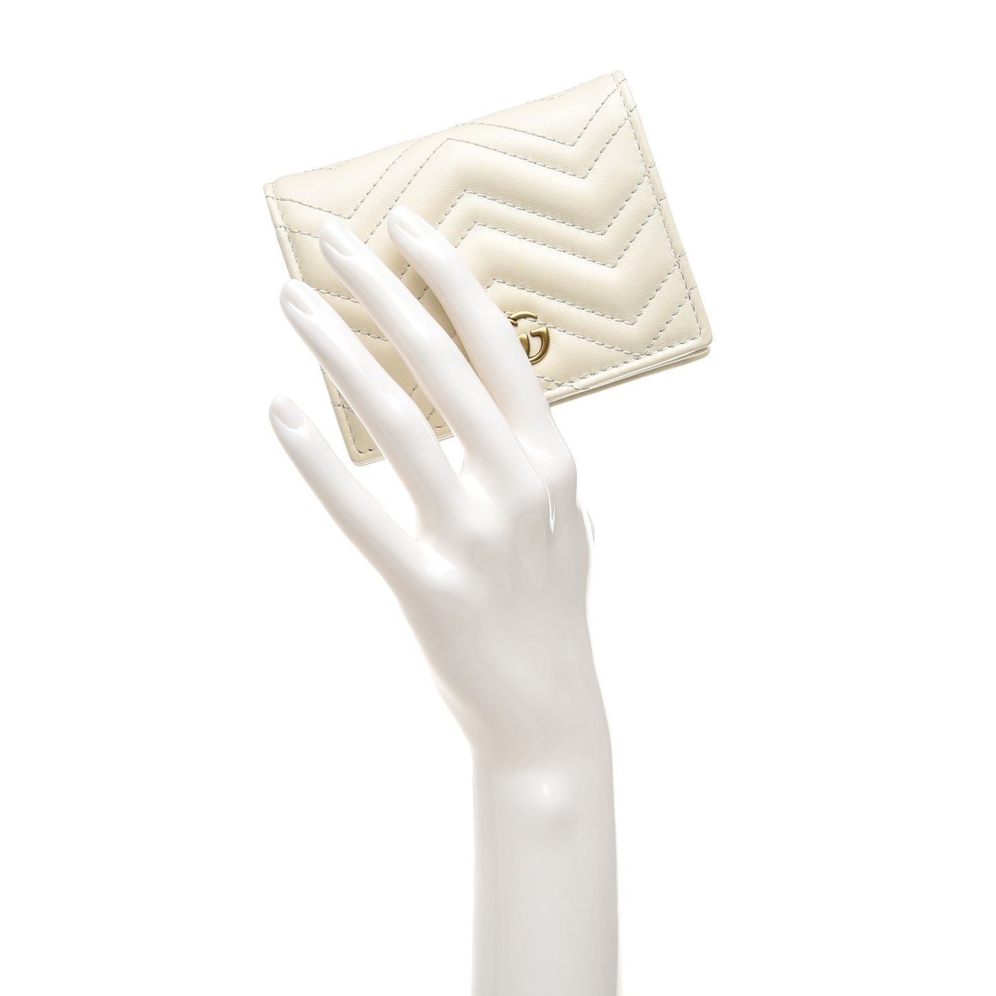 Calfskin Matelasse GG Marmont Card Case White