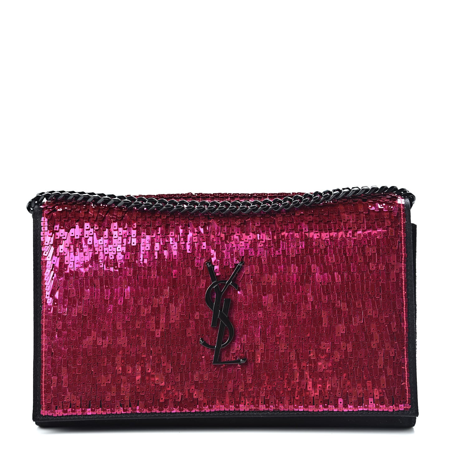 Paillette Suede Monogram Kate Chain Wallet Pink Black