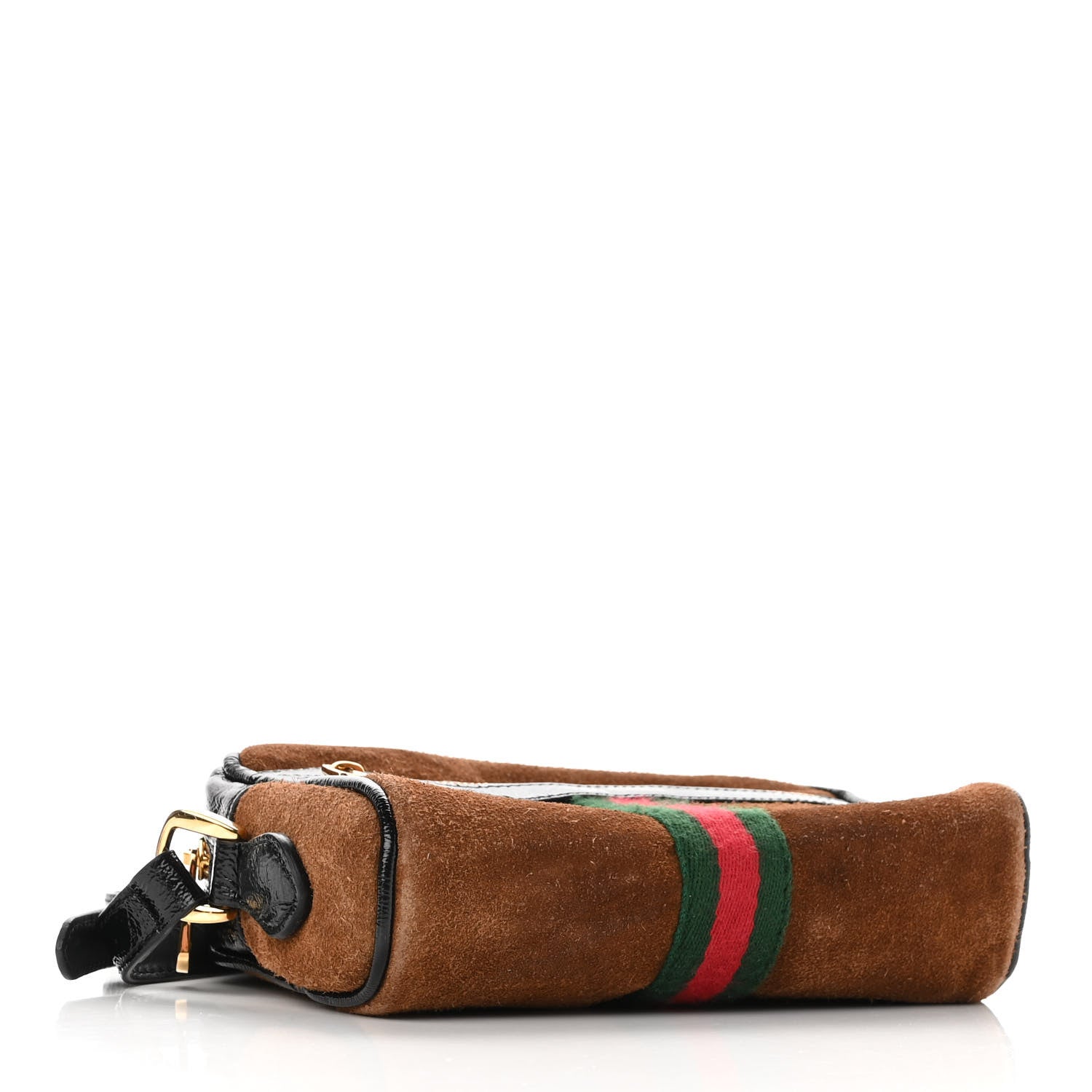 Gucci Suede Patent Web Mini Ophidia Shoulder Bag Nocciola Black 4 of 9