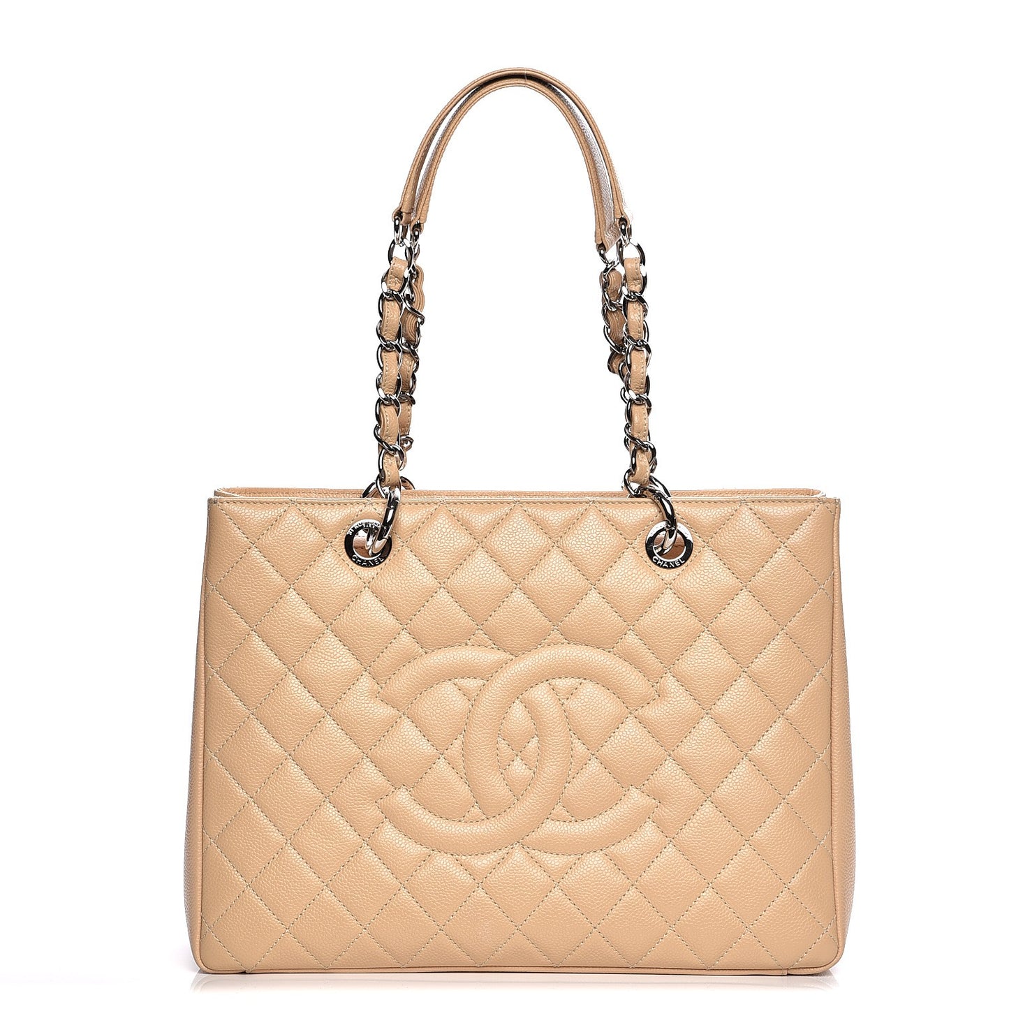 Caviar Quilted Grand Shopping Tote GST Beige Clair