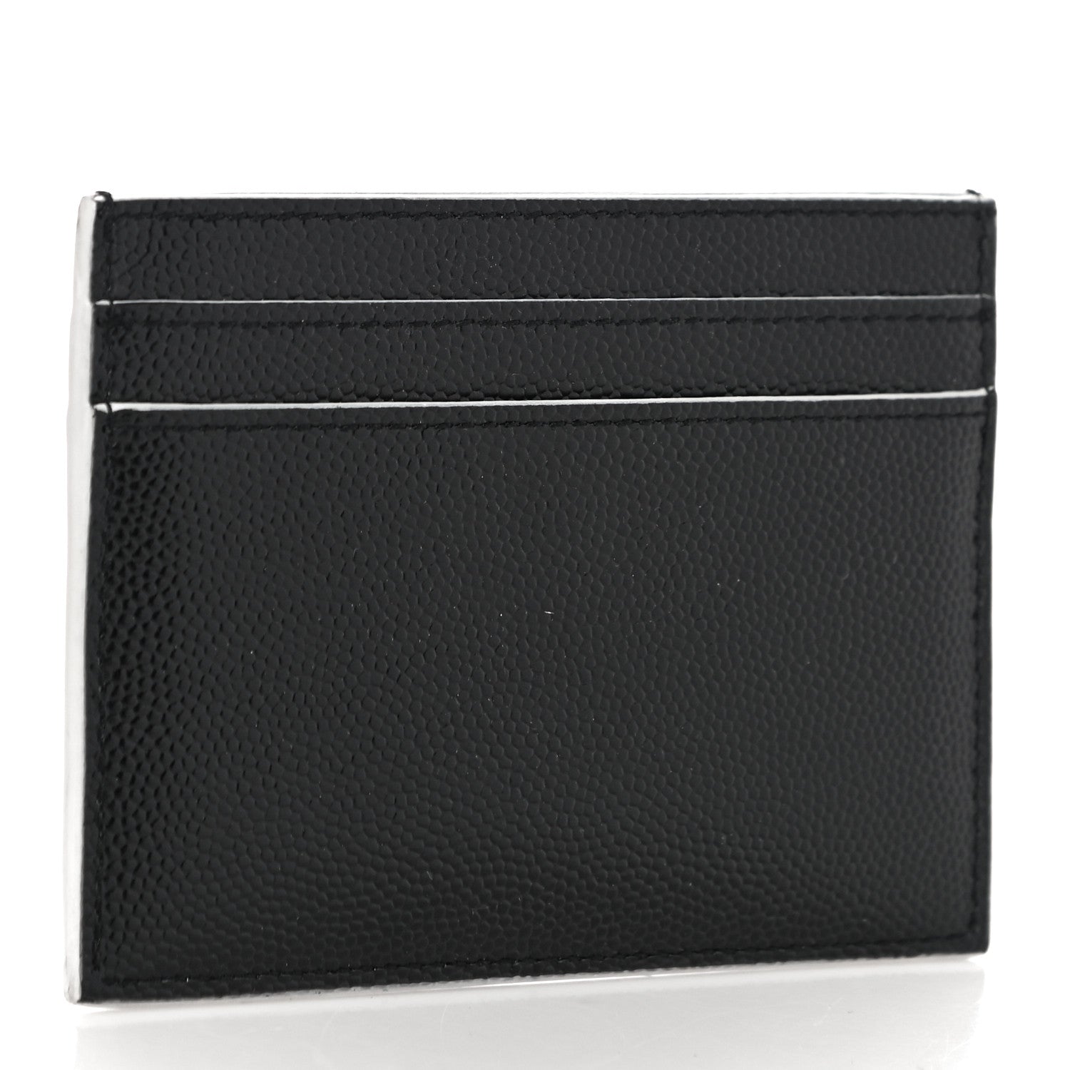 Saint Laurent Grain De Poudre Monogram Credit Card Case Black White 3 of 11