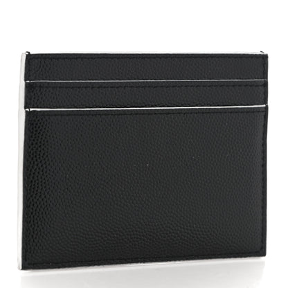 Saint Laurent Grain De Poudre Monogram Credit Card Case Black White 3 of 11